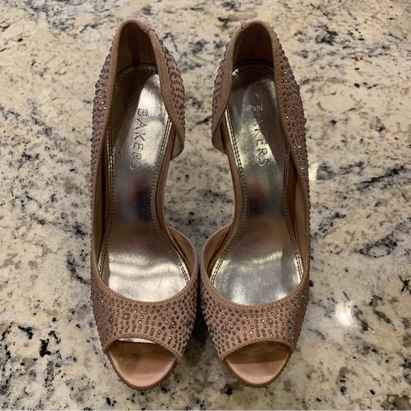 Bakers Showstopper Champagne Platform Rhinestone Pumps - Picture 6 of 10